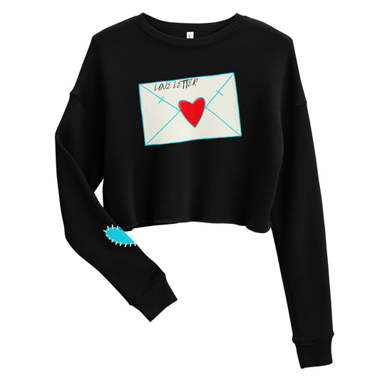 LOVE LETTER RED heart sweatshirt blue stitch heart sleeve