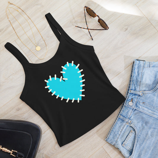 Blue HEART stitch tank ribbed